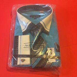 Avanti Uomo Turquoise Dress Shirt with Tie Set